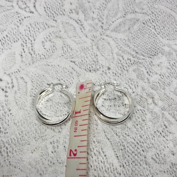 STERLING silver hooks silver plated hoop twist earrings - Picture 5 of 5